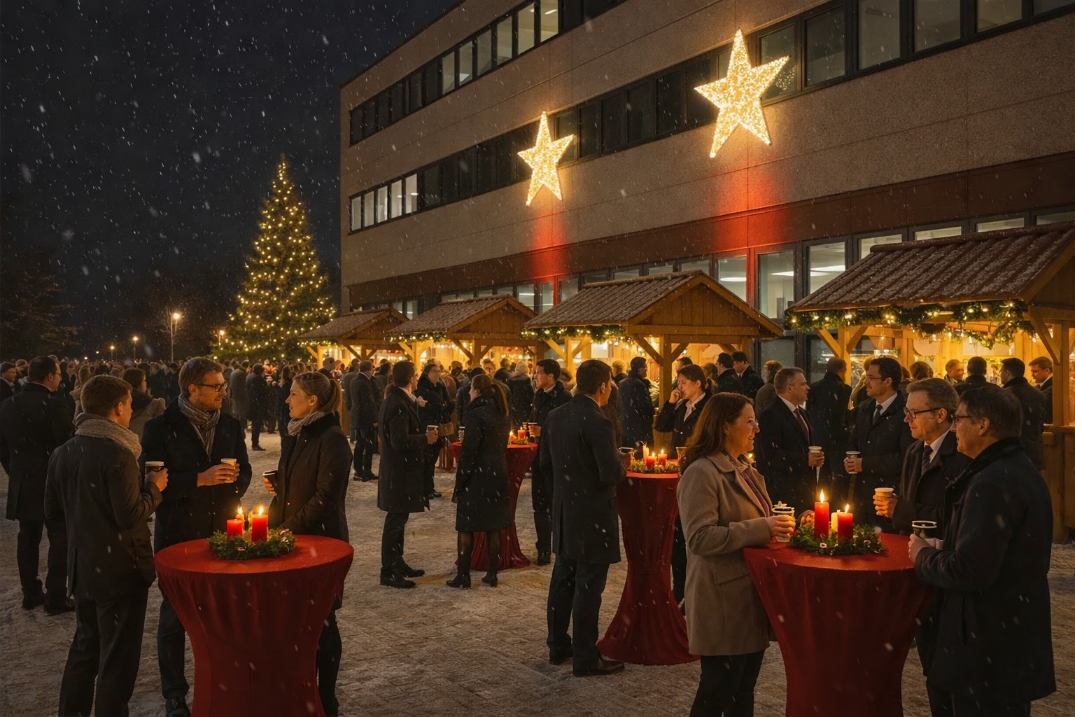 Weihnachtsfeier mit Weihnachtsmarkt-Atmosphäre